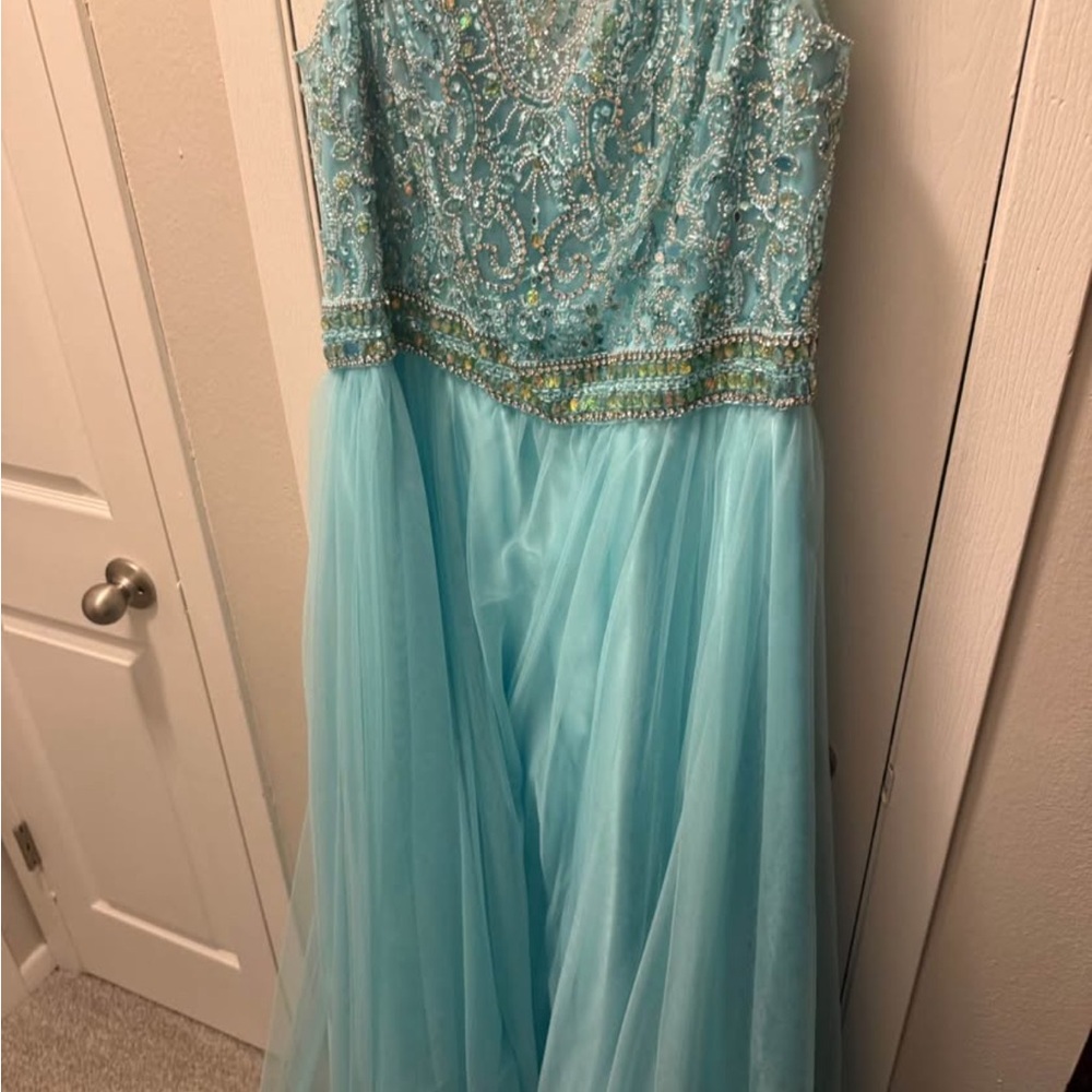 Elegant Blue Beaded Gown